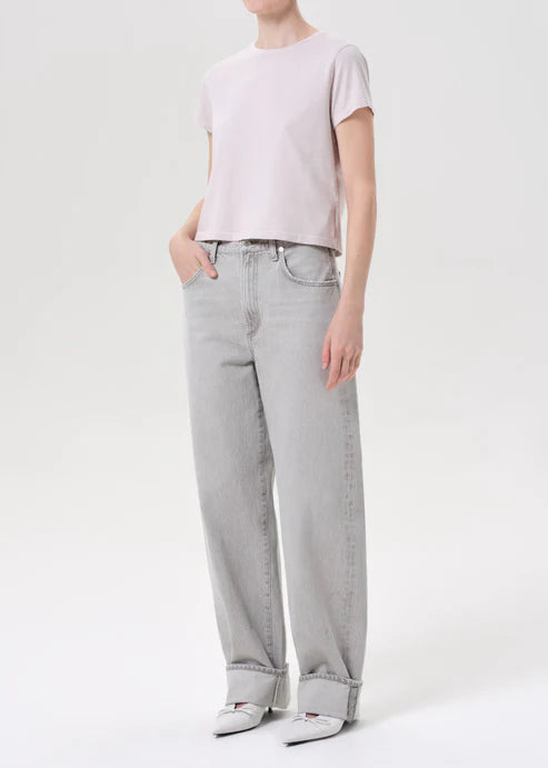 AGOLDE Adine Shrunken Tee In Rosewater