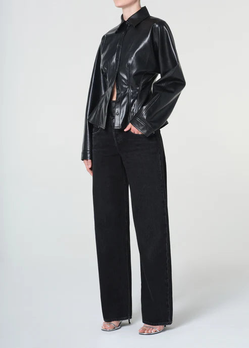 AGOLDE Devon Shirt (Recycled Leather) In Detox