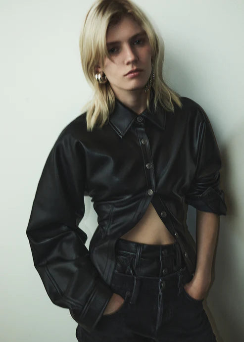 AGOLDE Devon Shirt (Recycled Leather) In Detox