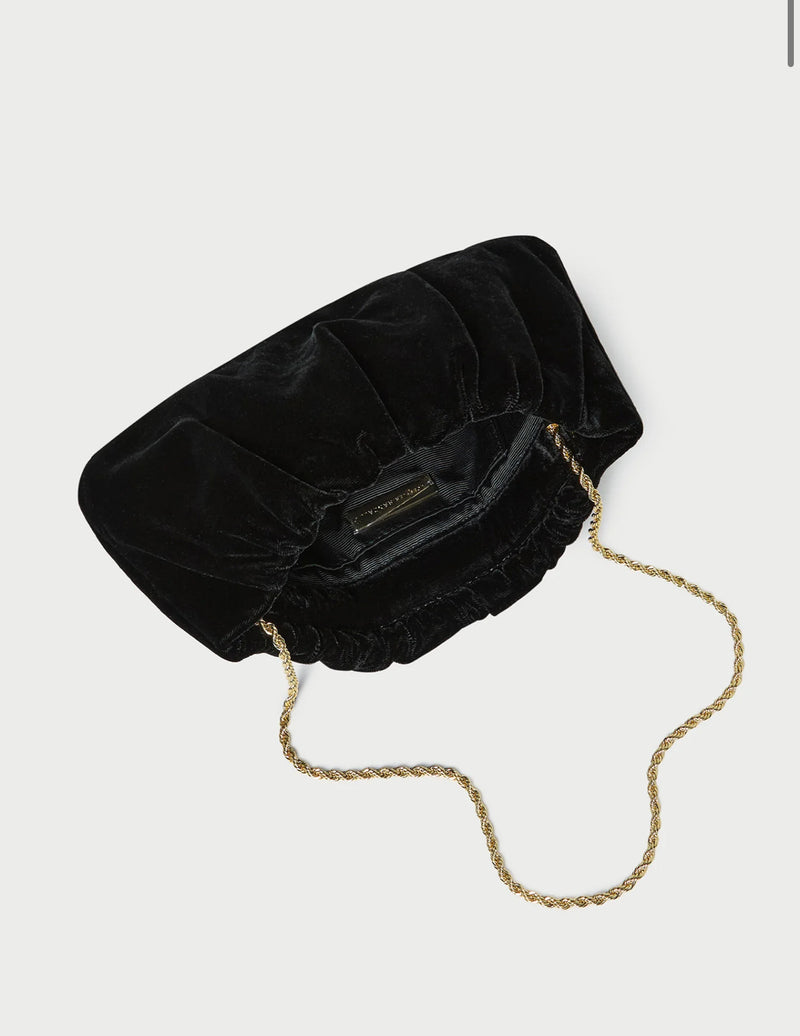 Loeffler Randall Serena Black Gathered Leather Clutch