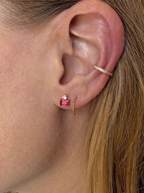 Jurate LA Cleo Baguette Ruby Stud Earrings