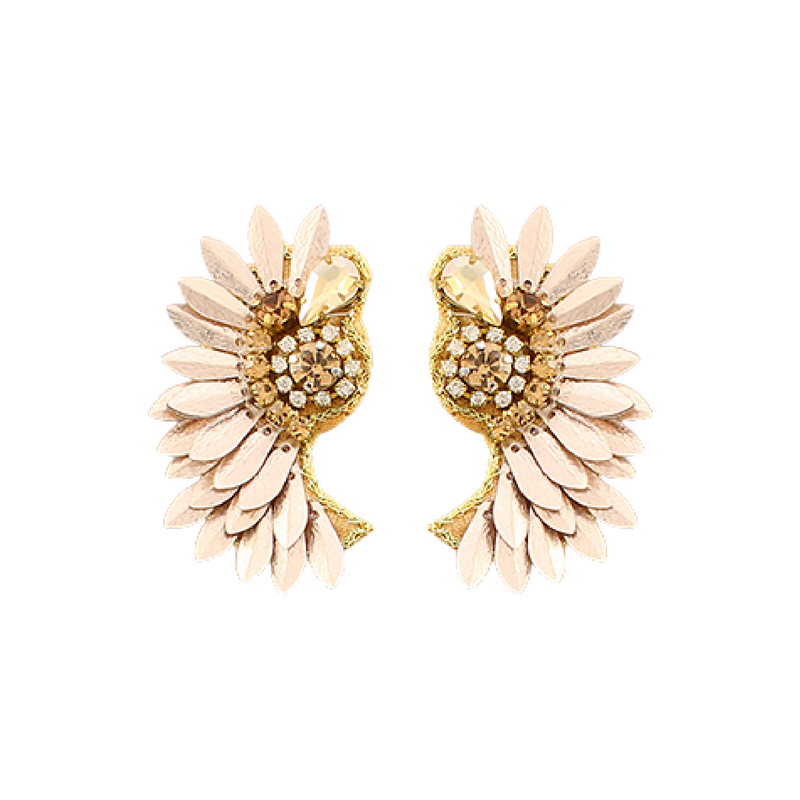 Light Gold Crystal Wing Earring