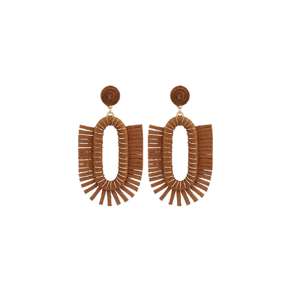 Brown Wrapped Oval Earring