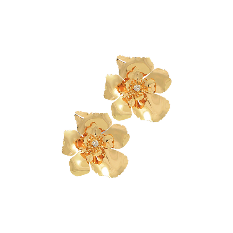 Gold Metal Flower Earring