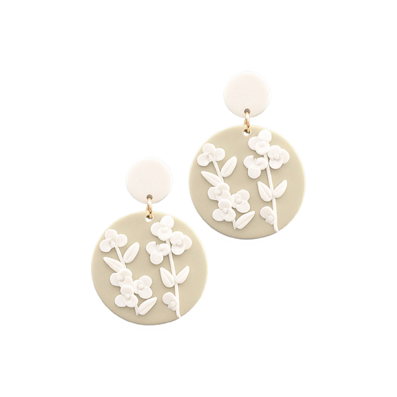 Clay Flower Circle Earring