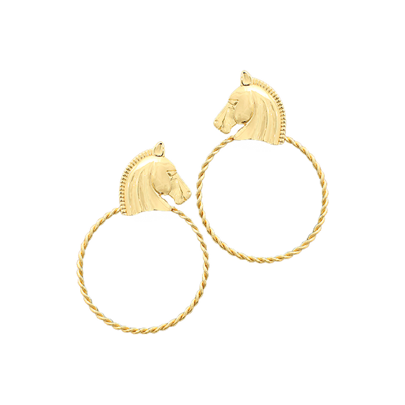 Gold Horse Hoop Earring