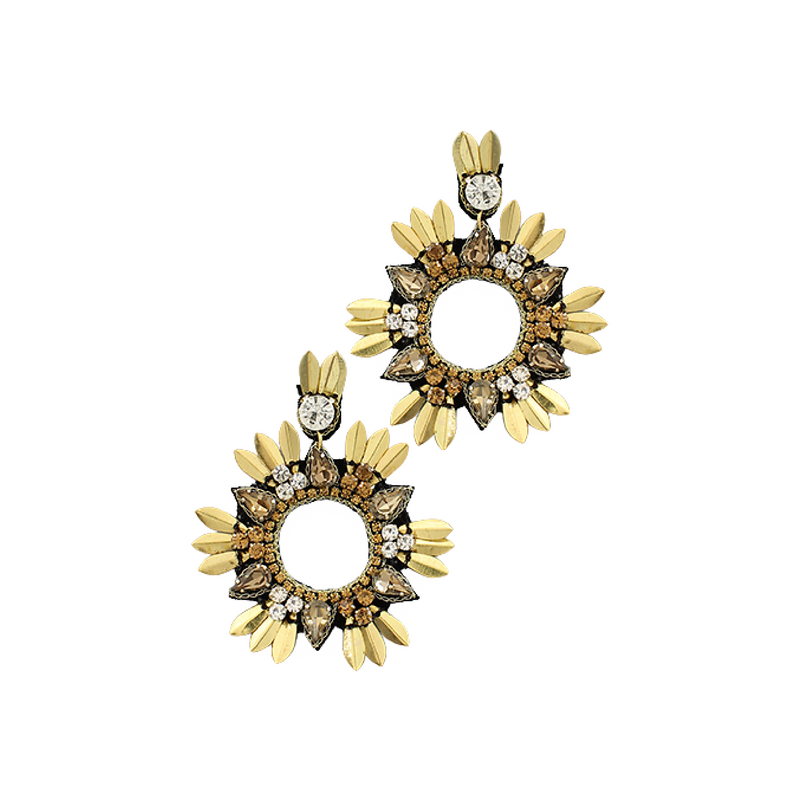 Gold Crystal & Wing Earring