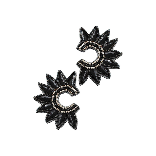 Black Beaded Sunburst Earring