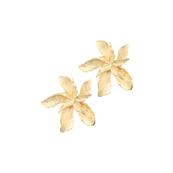 Gold Textured Flower Earring