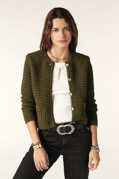 ba&sh gaspard DECORATIVE KNIT CARDIGAN