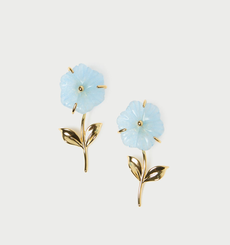 Loeffler Randall   Mai Gold/Blue Flower Earrings