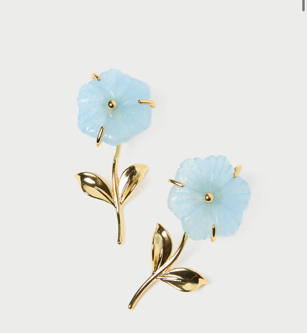 Loeffler Randall   Mai Gold/Blue Flower Earrings