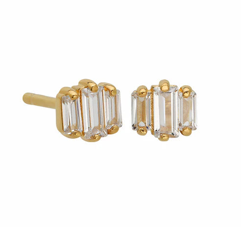 Jurate LA Deco Baguette Trio Studs