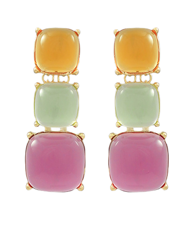 Bishop Boutique Linked 3 Square Stone Drop Earrings