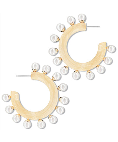 BISHOP BOUTIQUE Studded Ball & Wood Hoops