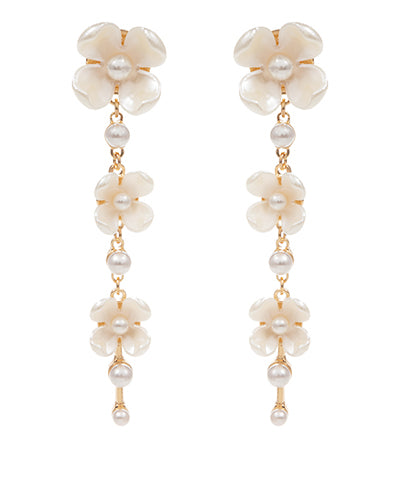 BISHOP BOUTIQUE Linked Pearl Flower Drop Earrings