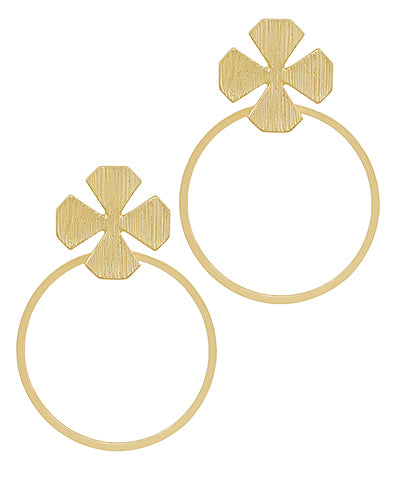 Bishop Boutique Textured Clover & Circle Drop Earrings