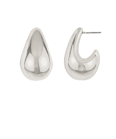 Bishop Boutique 30mm Puffy Metal Teardrop Earrings