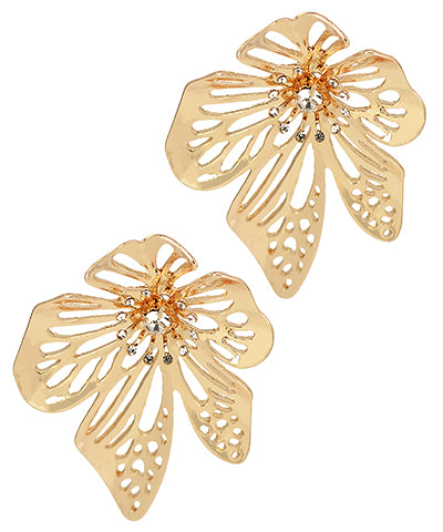 BISHOP BOUTIQUE Pave Flower Filigree Earrings