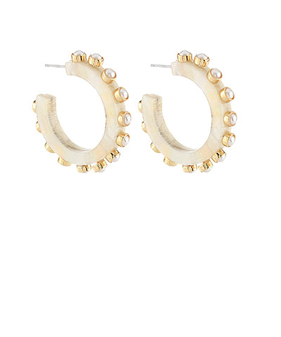 Bishop Boutique Acetate Pearl Hoops