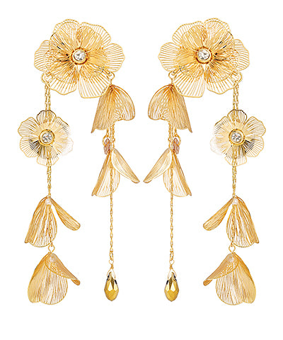 BISHOP BOUTIQUE Linked Filigree Flower Long Earrings