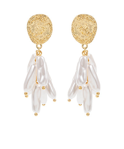Bishop Boutique Hammered Organic & Pearl Earrings