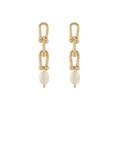 Bishop Boutique Pearl & U Chain Drop Earrings