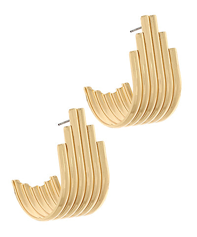 Bishop Boutique Wide Ribbed Metal Hoops