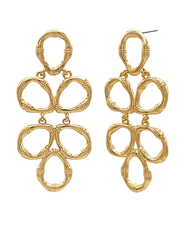 Bishop Boutique Bamboo Textured Leaf Drop Earrings