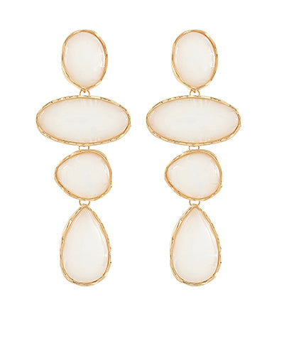 Bishop Boutique Linked Oval & Teardrop Stone Long Earrings