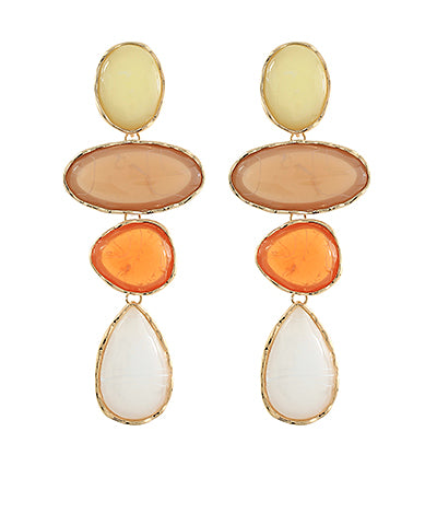 Bishop Boutique Linked Oval & Teardrop Stone Long Earrings