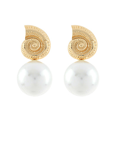 Bishop Boutique Textured Ammonite & Pearl Earrings