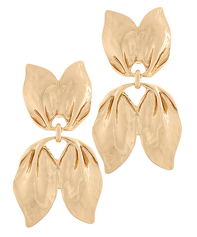 Bishop Boutique Textured Double Leaf Earrings