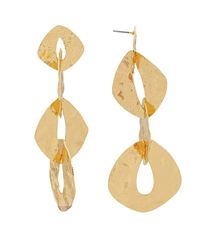 Bishop Boutique Hammered Organic Link 3 Drop Earrings