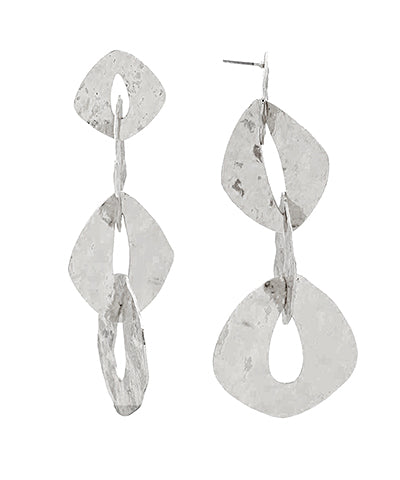 Bishop Boutique Hammered Organic Link 3 Drop Earrings