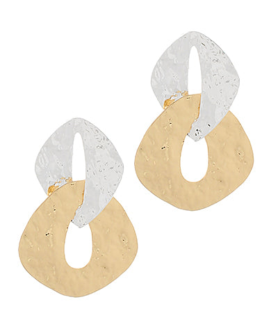Bishop Boutique Hammered Oval Linked 2 Drop Earrings