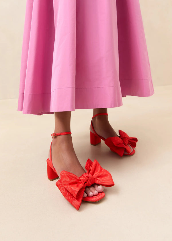 Loeffler Randall Carmen Red Moiré Bow Sandal