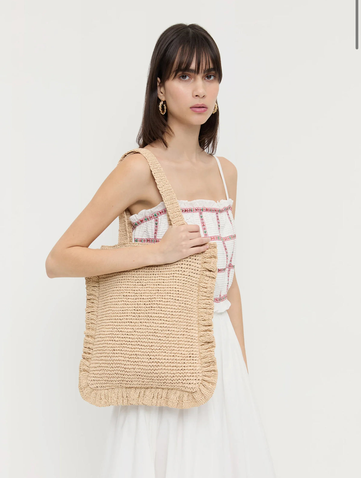Loeffler Randall Justine Natural Crochet Ruffle Tote – Bishop Boutique