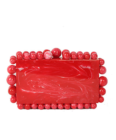 Red Acrylic Marble Clutch