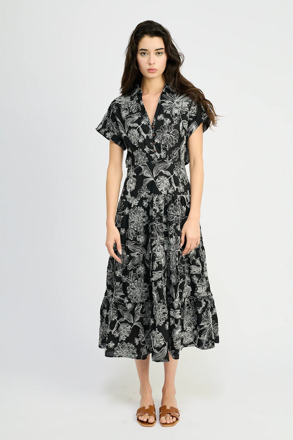 En Saison Magdalen Embroidered Maxi Shirt Dress