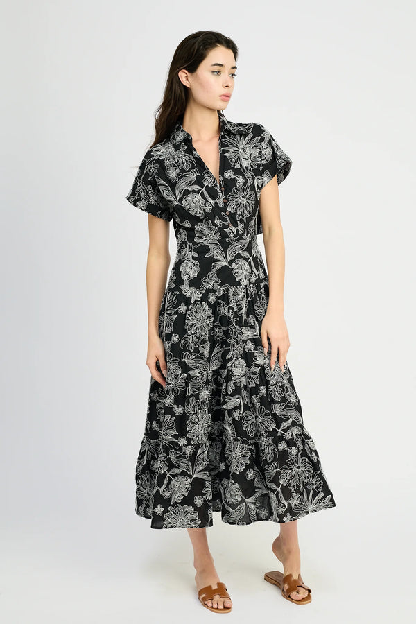 En Saison Magdalen Embroidered Maxi Shirt Dress