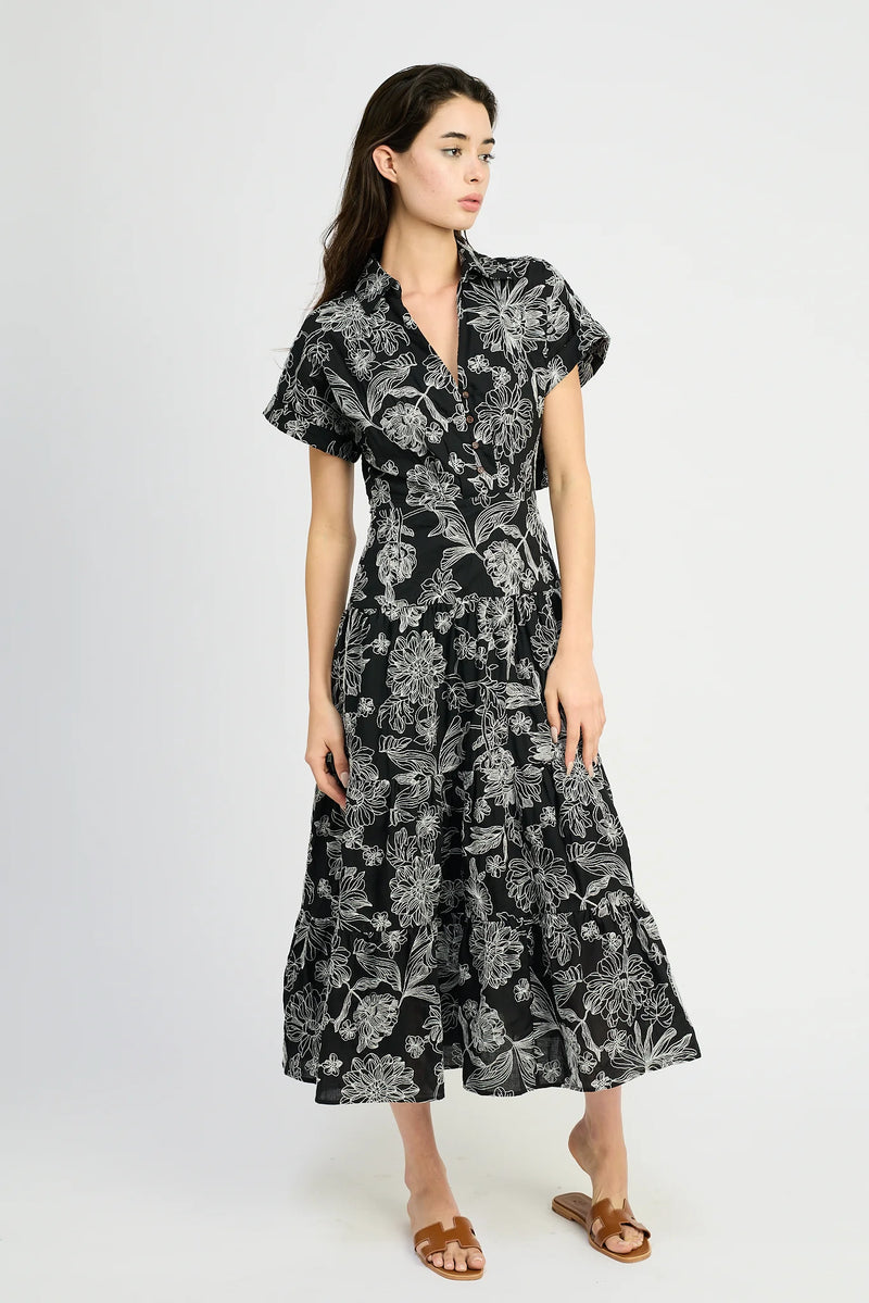 En Saison Magdalen Embroidered Maxi Shirt Dress