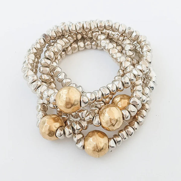 VIRTUE 2-Tone Mixed Metal Brass Nugget Bracelet