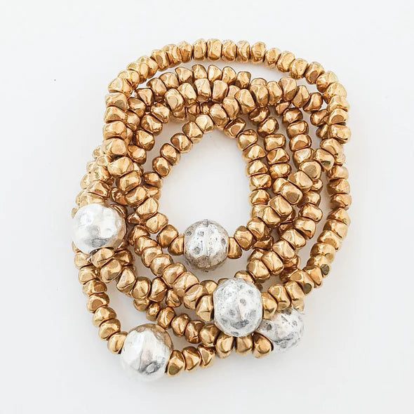 VIRTUE 2-Tone Mixed Metal Brass Nugget Bracelet