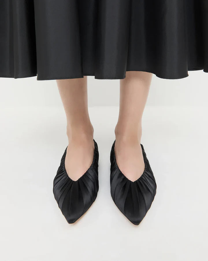 Loeffler Randall Lane Black Satin Ballet Flat