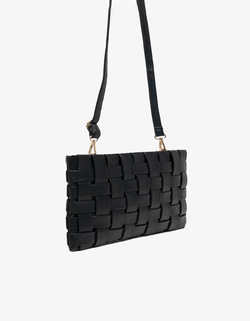 REMI/REID LINDY CLUTCH WOVEN LARGE BLACK