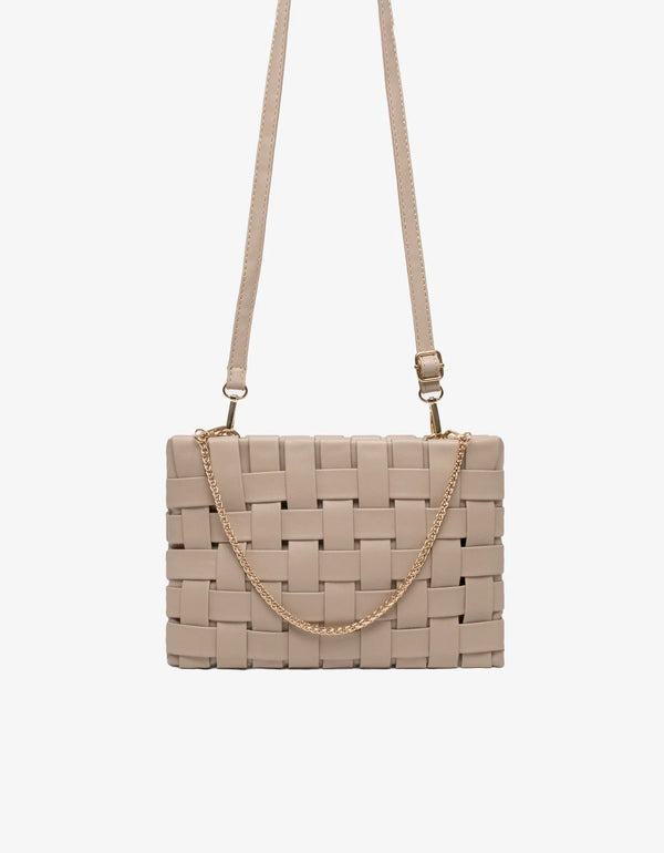 REMI/REID LINDY CLUTCH WOVEN LARGE LIGHT TAN