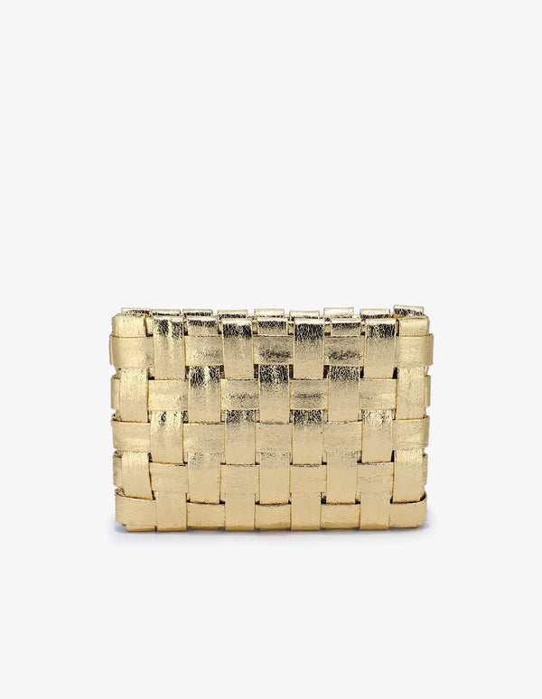 REMI/REID LINDY WOVEN CLUTCH SMALL HI SHINE METALLIC PLATINUM