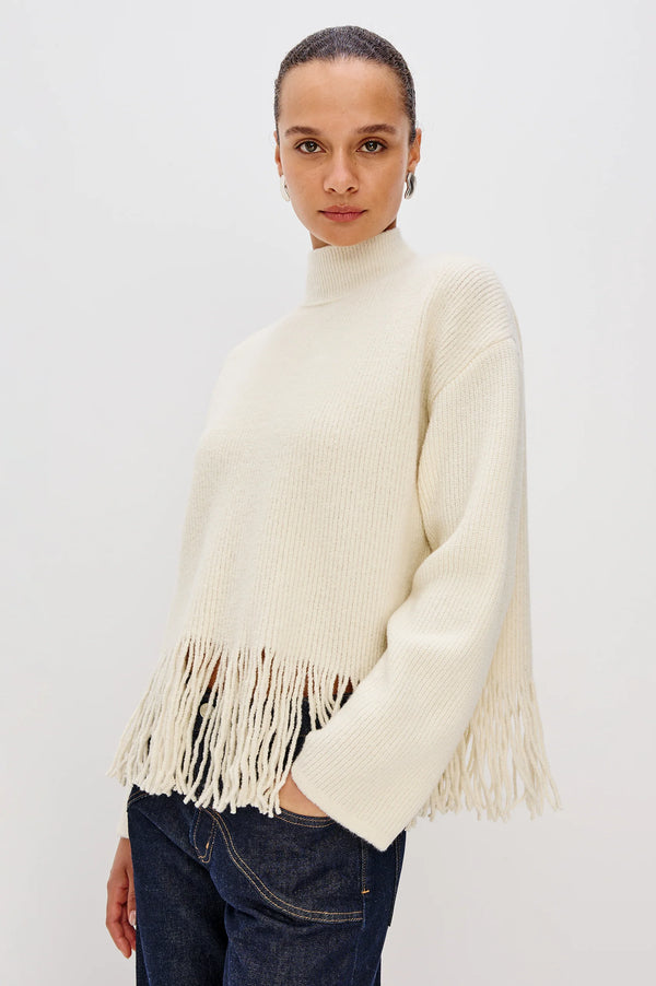 RAILS Lise sweater Ivory Fringe