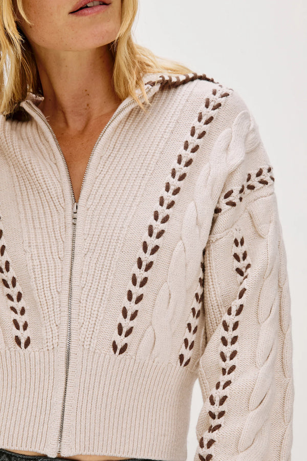 RAILS Lune sweater Oatmeal Brown Whip Stitch
